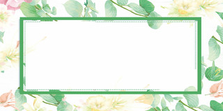 信纸背景春季清新水墨树叶花朵绿色边框小鸟春天边框海报